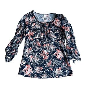 PerSeption Concept Womens‎ Floral Long Sleeve Size S Blouse Nature Office Bows